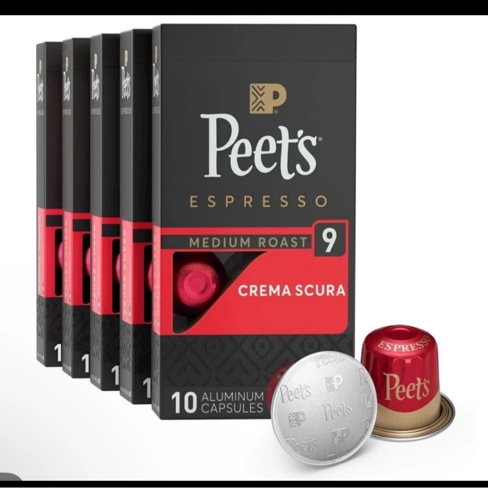 Peet's Coffee Medium Roast Espresso Capsules Crema Scura Intensity 9 50 Count
